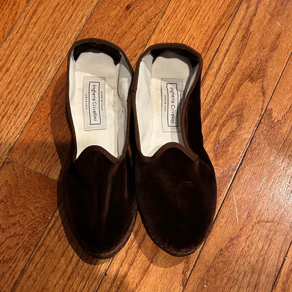 Brown Velvet Slippers
